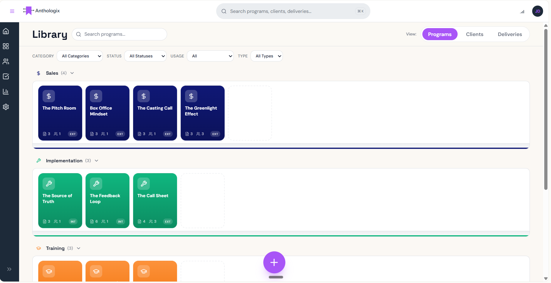 Anthologix program library interface